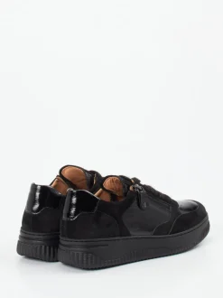 Hartjes – Sneaker aus Veloursleder und Lackleder schwarz
