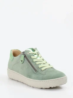 Hartjes – Sneaker aus Veloursleder Salbeigrün