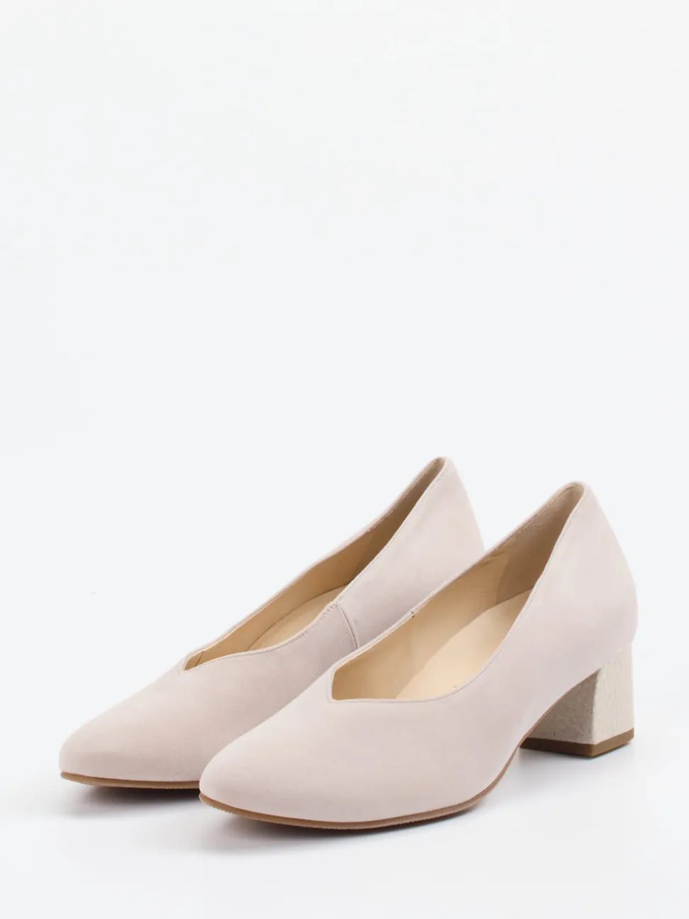 Hassia – Blockabsatz-Pumps aus Veloursleder beige