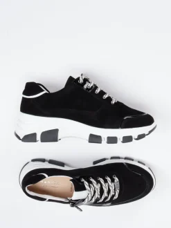 Hassia – Chunky Sneaker aus Veloursleder Schwarz