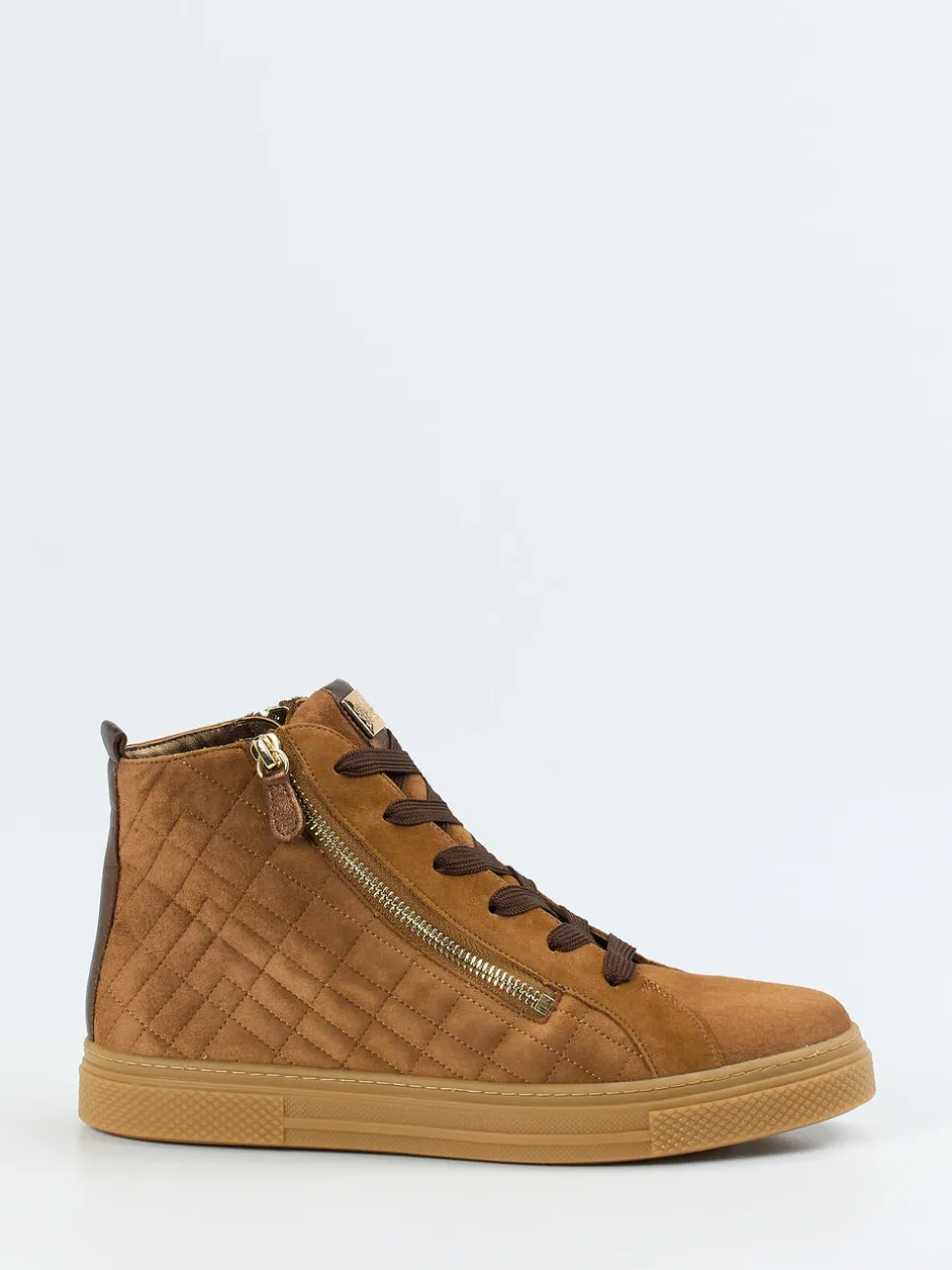Hassia – High-Top-Sneaker aus Veloursleder cognac
