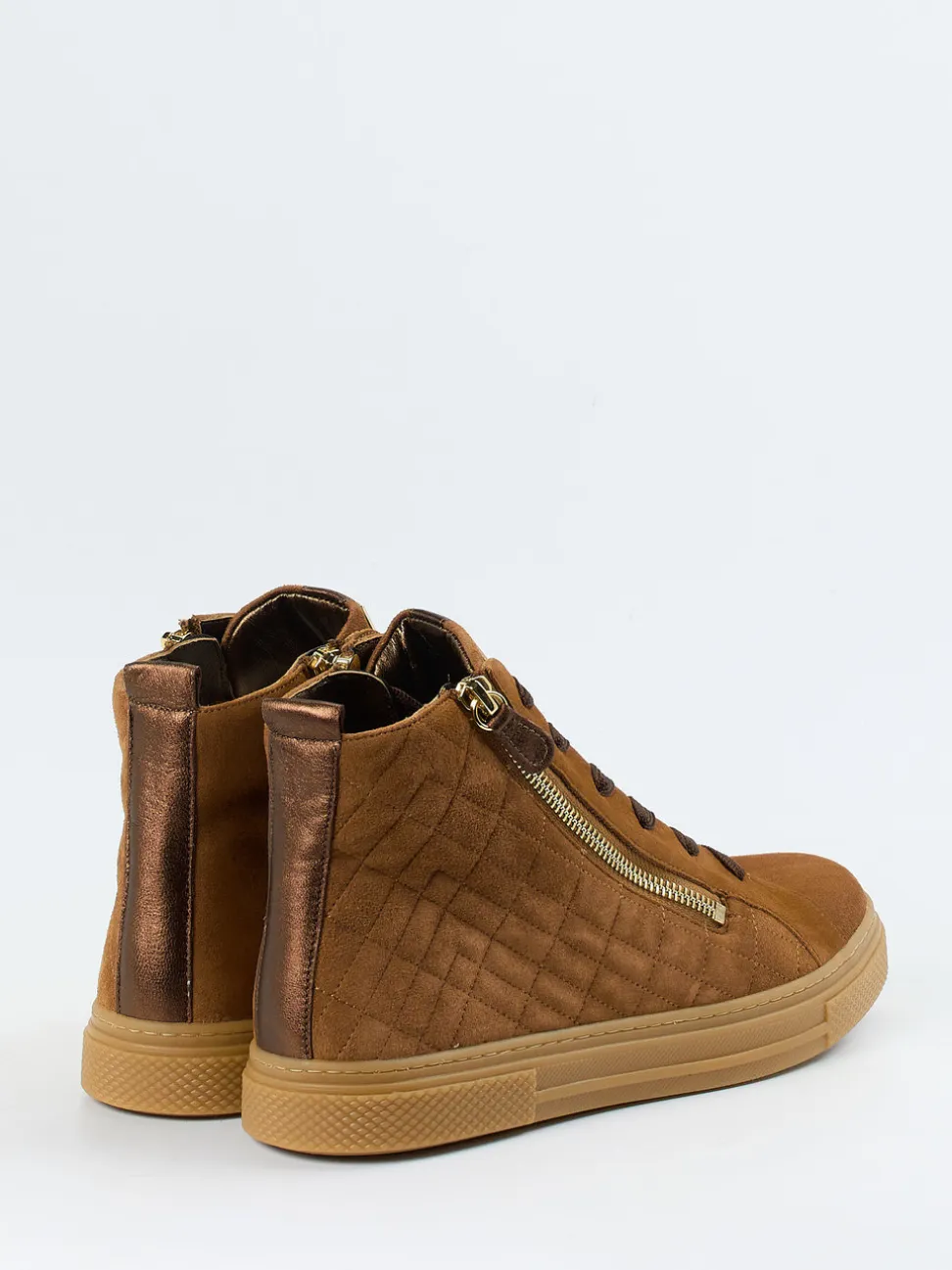 Hassia – High-Top-Sneaker aus Veloursleder cognac