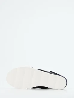 Hassia – Keilsandalette aus Textil und Lackleder dunkelblau