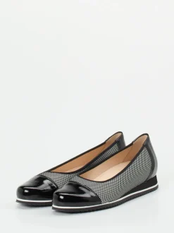 Hassia – Komfort-Ballerinas aus Textil und Lackleder schwarz