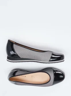Hassia – Komfort-Ballerinas aus Textil und Lackleder schwarz