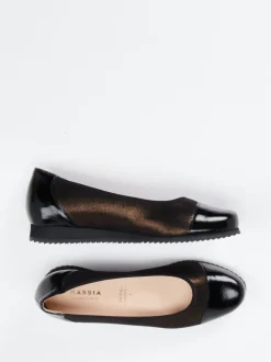 Hassia – Komfort-Ballerinas aus Metallicleder braun