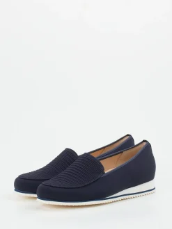 Hassia – Komfort-Loafer aus Stretchtextil in Blau