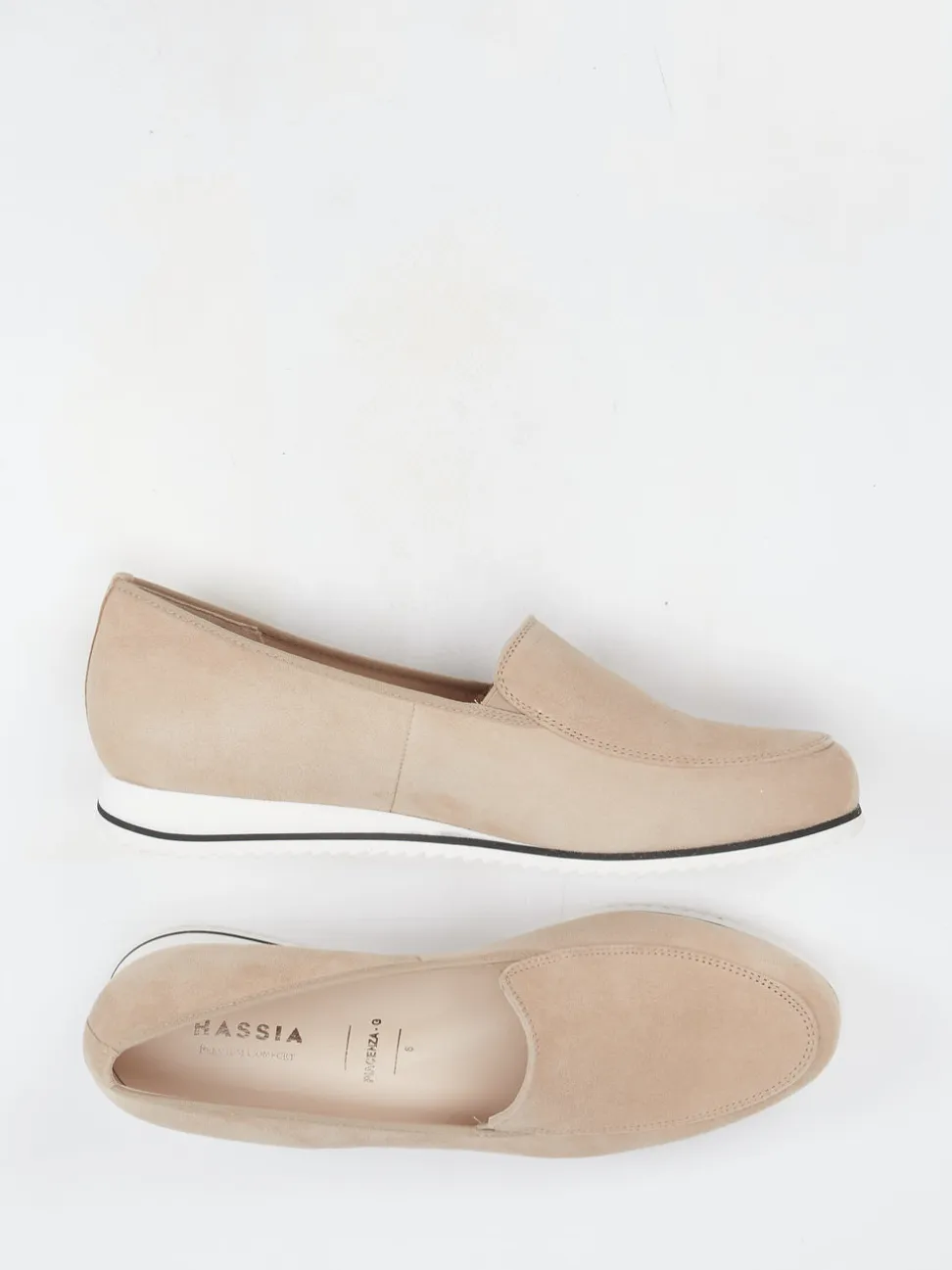 Hassia – Komfort-Loafer aus Veloursleder beige