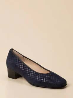 Hassia – Komfort-Pumps aus geprägtem Veloursleder Dunkelblau