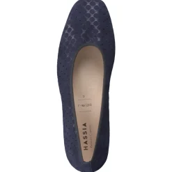 Hassia – Komfort-Pumps aus geprägtem Veloursleder Dunkelblau