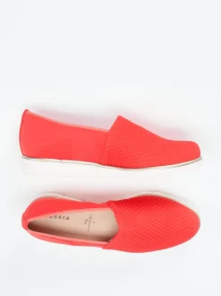 Hassia – Komfort-Slipper aus Textil in Korallrot