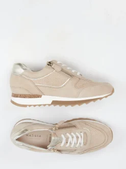 Hassia – Komfort-Sneaker aus Veloursleder beige