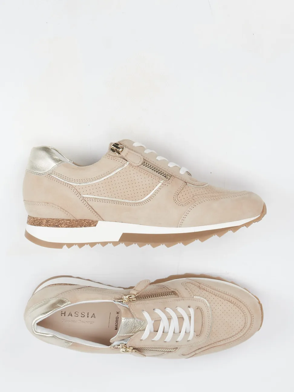 Hassia – Komfort-Sneaker aus Veloursleder beige