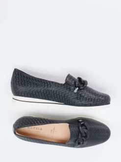 Hassia – Loafer aus geprägtem Leder schwarz
