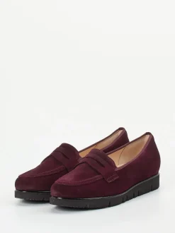 Hassia – Loafer aus Veloursleder in Bordeauxrot