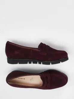 Hassia – Loafer aus Veloursleder in Bordeauxrot