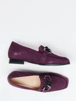 Hassia – Loafer aus Veloursleder in Pflaume