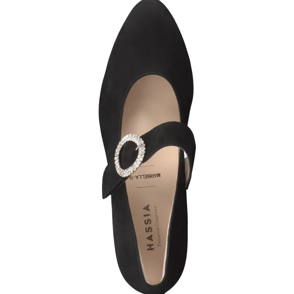 Hassia – Mary Jane Pumps aus Veloursleder schwarz