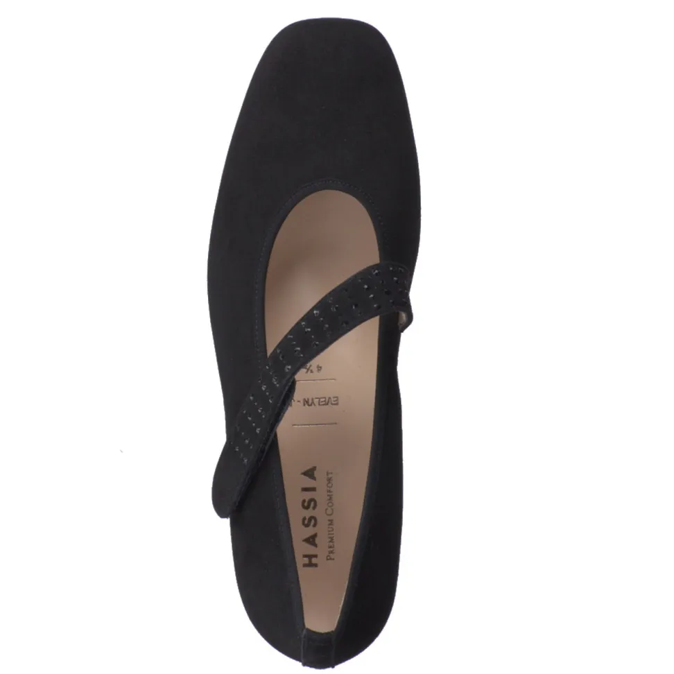 Hassia – Mary Jane Pumps aus Veloursleder schwarz