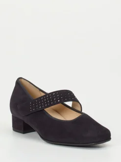 Hassia – Mary Jane Pumps aus Veloursleder Dunkelblau
