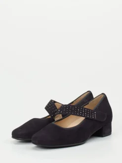 Hassia – Mary Jane Pumps aus Veloursleder Dunkelblau