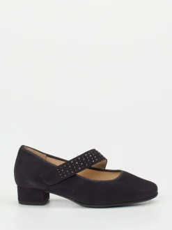 Hassia – Mary Jane Pumps aus Veloursleder Dunkelblau