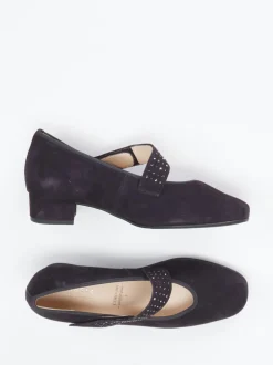 Hassia – Mary Jane Pumps aus Veloursleder Dunkelblau