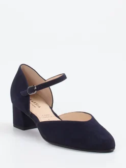 Hassia – Mary-Jane-Pumps aus Veloursleder Dunkelblau