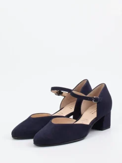 Hassia – Mary-Jane-Pumps aus Veloursleder Dunkelblau