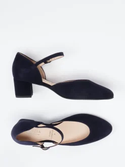 Hassia – Mary-Jane-Pumps aus Veloursleder Dunkelblau
