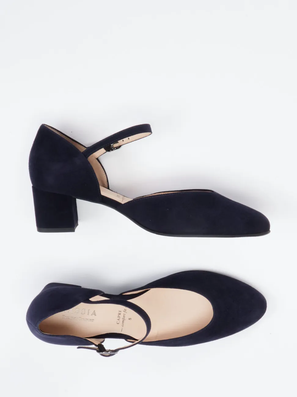 Hassia – Mary-Jane-Pumps aus Veloursleder Dunkelblau