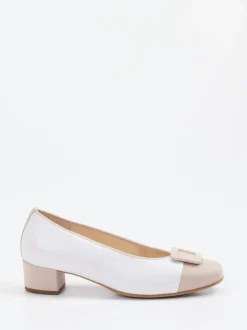 Hassia – Pumps aus Velourleder und Glattleder Weiß