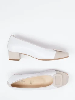 Hassia – Pumps aus Velourleder und Glattleder Weiß