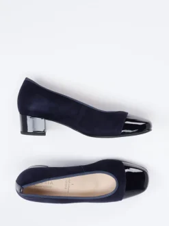 Hassia – Pumps aus Veloursleder und Lack in Blau