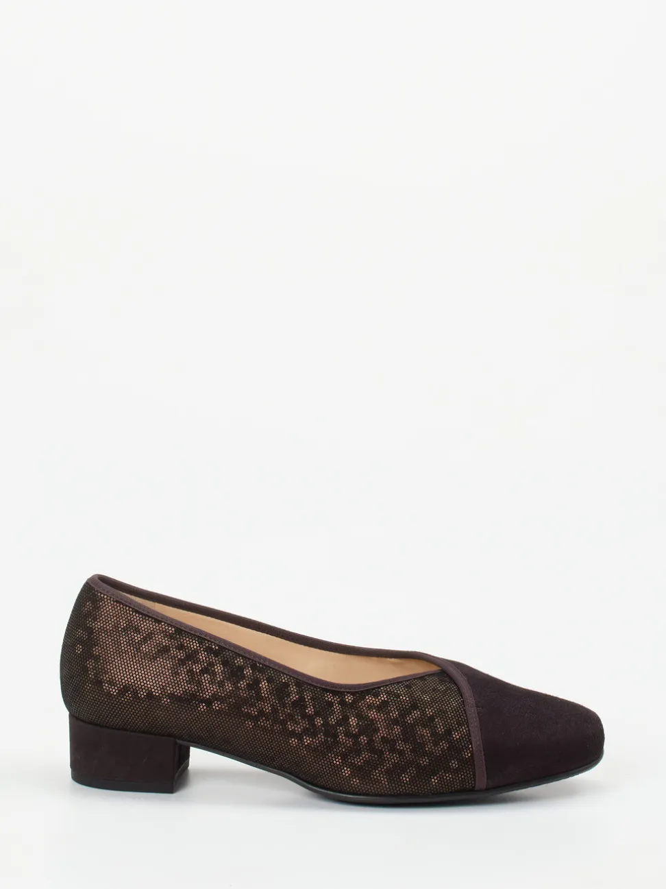 Hassia – Pumps aus Veloursleder mit Metallic-Mesh
