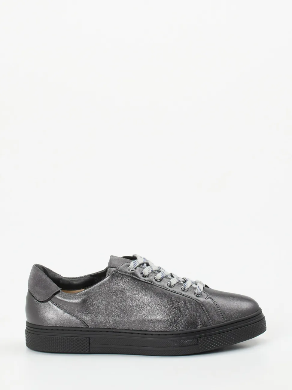 Hassia – Sneaker aus Metallicleder in Anthrazit