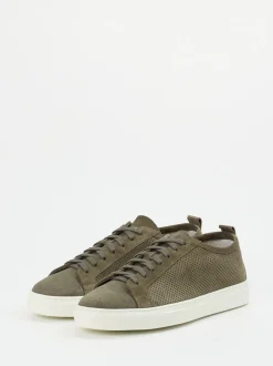 Henderson – Low-Top Sneaker aus Veloursleder Olivgrün