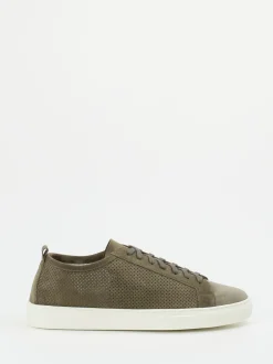Henderson – Low-Top Sneaker aus Veloursleder Olivgrün