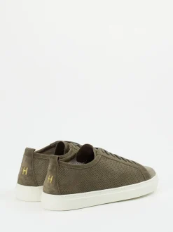 Henderson – Low-Top Sneaker aus Veloursleder Olivgrün