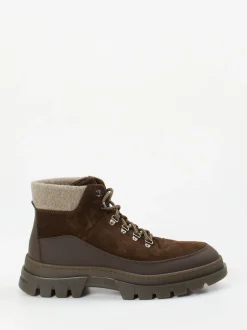 Henderson – Schnürboots aus Veloursleder schokobraun