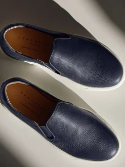 Henderson – Slip-On Sneaker aus Hirschleder Dunkelblau
