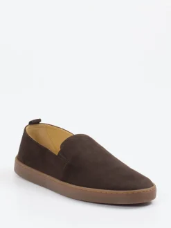 Henderson – Slipper aus Veloursleder Dunkelbraun