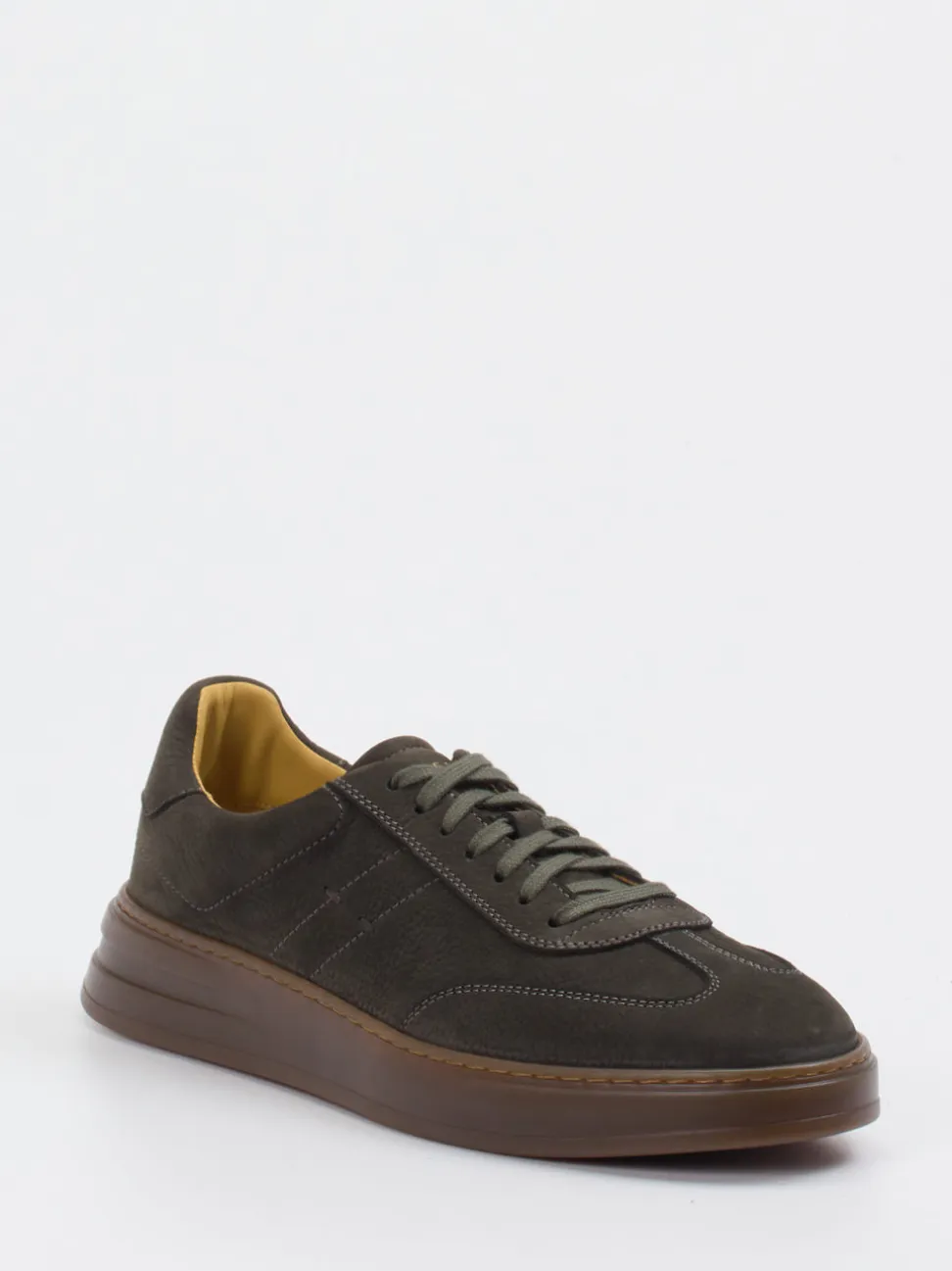 Henderson – Sneaker aus Nubukleder Dunkelolivgrün