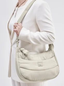 Herschel – Hobo Bag aus Textil in Cremeweiß