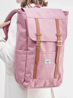 Herschel – Rolltop-Rucksack aus Textil in Altrosa