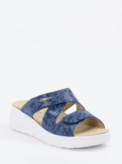 Hickersberger – Komfort-Pantolette aus geprägtem Leder blau