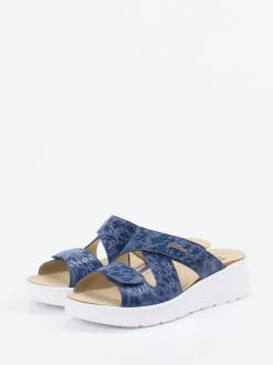 Hickersberger – Komfort-Pantolette aus geprägtem Leder blau