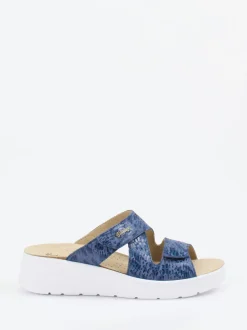 Hickersberger – Komfort-Pantolette aus geprägtem Leder blau