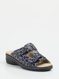 Hickersberger – Komfort-Pantolette aus geprägtem Leder blau