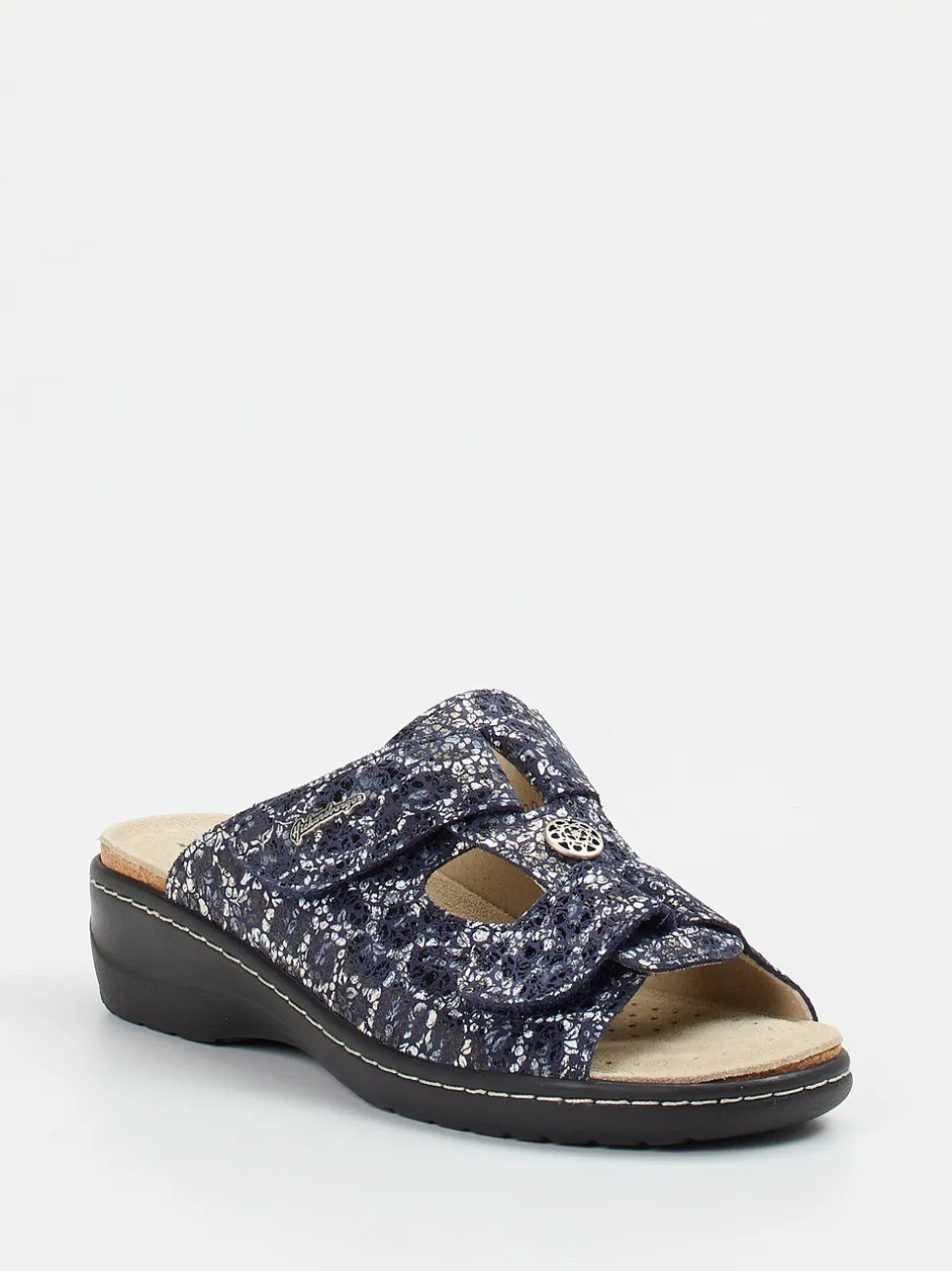 Hickersberger – Komfort-Pantolette aus geprägtem Leder blau